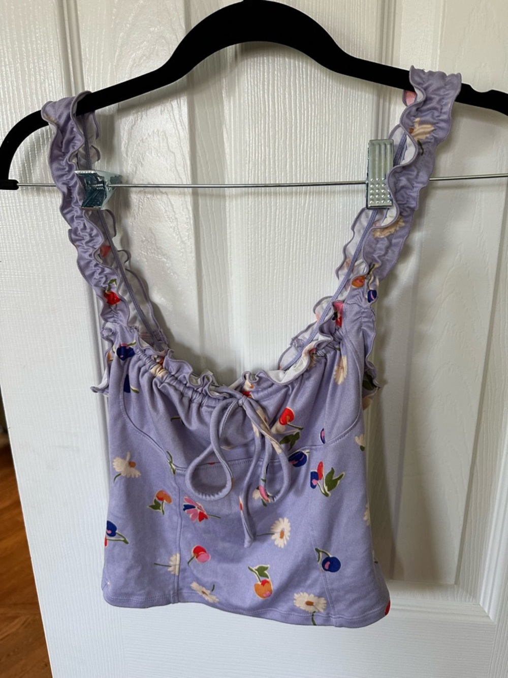 Urban Outfitters Lavender Floral Ruffle Tank Top
